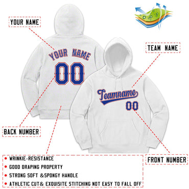 Custom White Navy-Red Sports Classic Style Hoodie Pullover Fashion Uniform