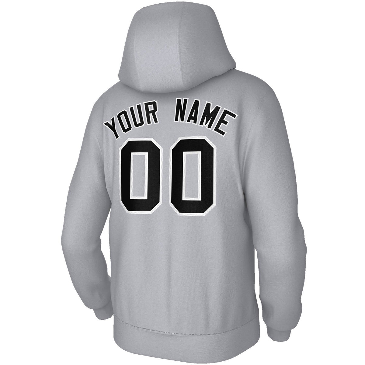 Custom Stitched Gray Black-White Classic Style Sweatshirt Pullover Hoodie
