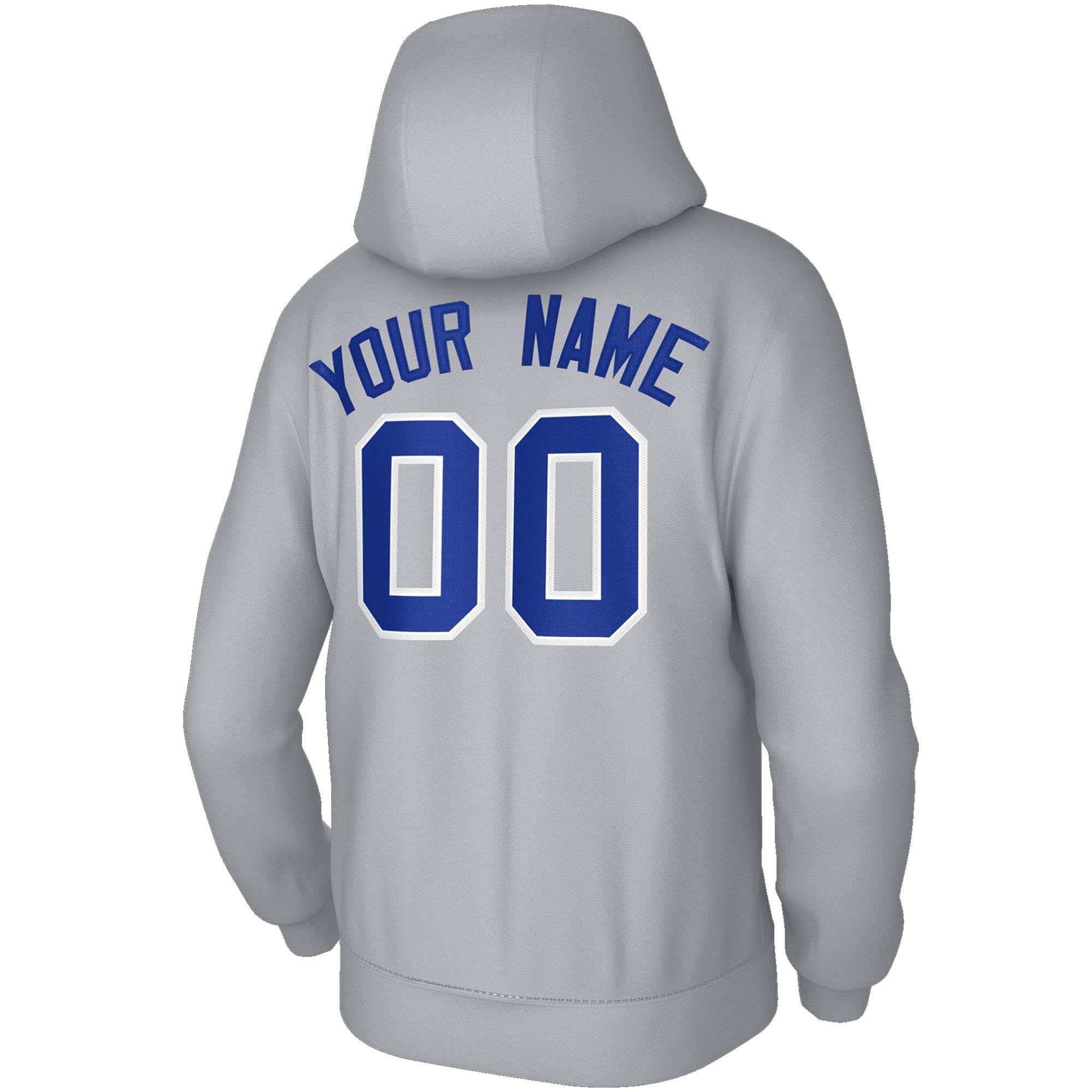Custom Stitched Gray Royal White Classic Style Hoodie Training Uniform