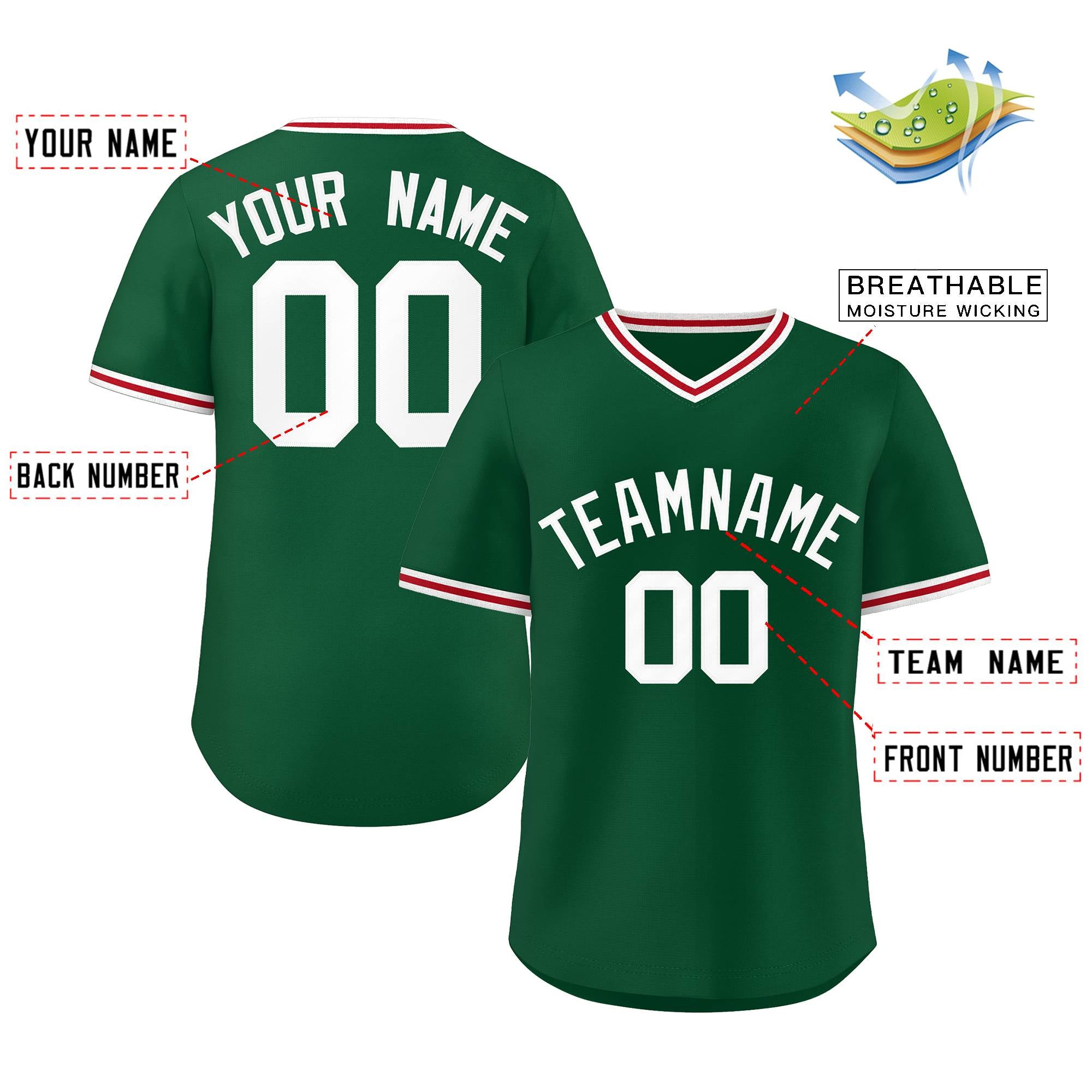 Custom Green Classic Style Outdoor Authentic Pullover Baseball Jersey