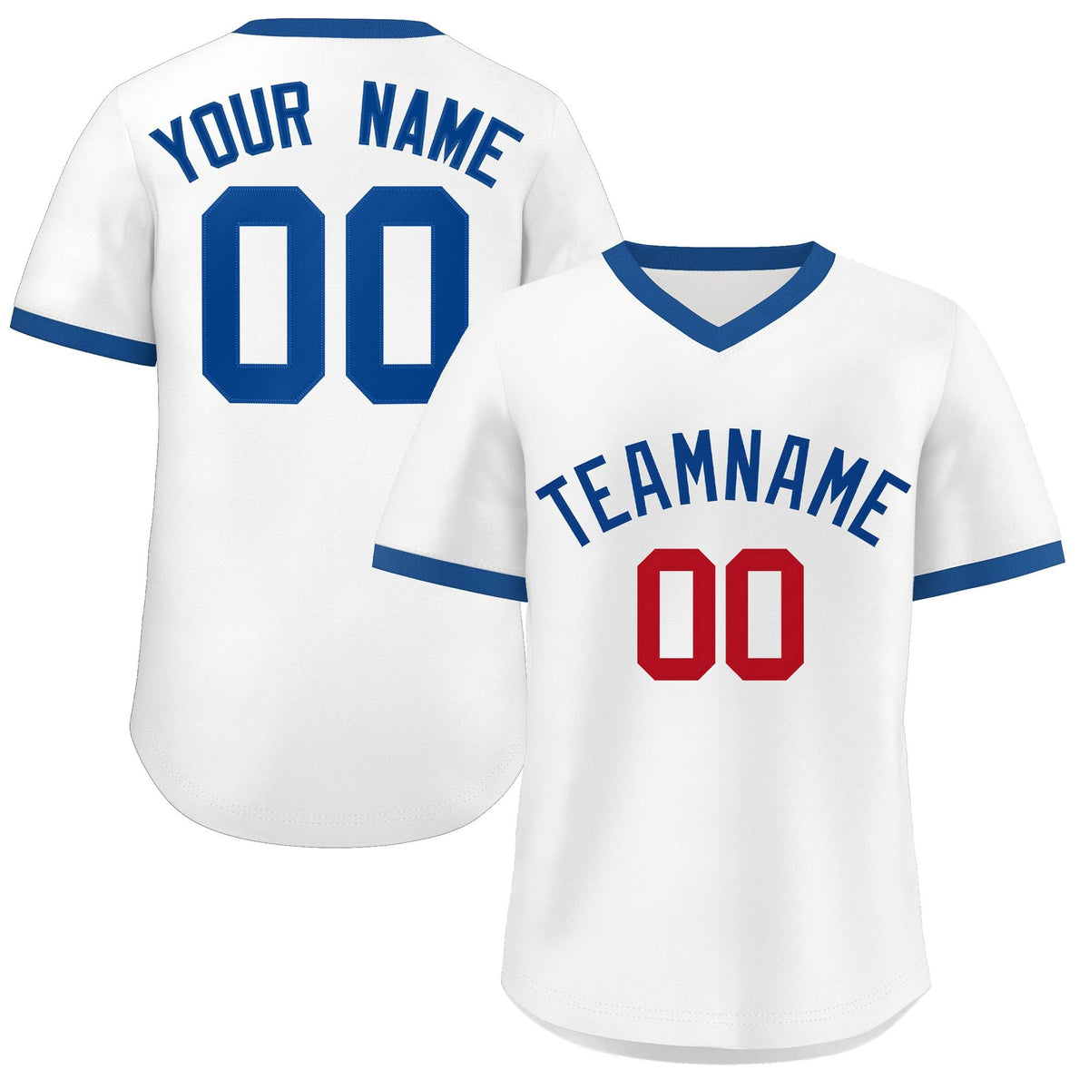 Custom White Royal-Red Classic Style Outdoor Authentic Pullover Baseball Jersey