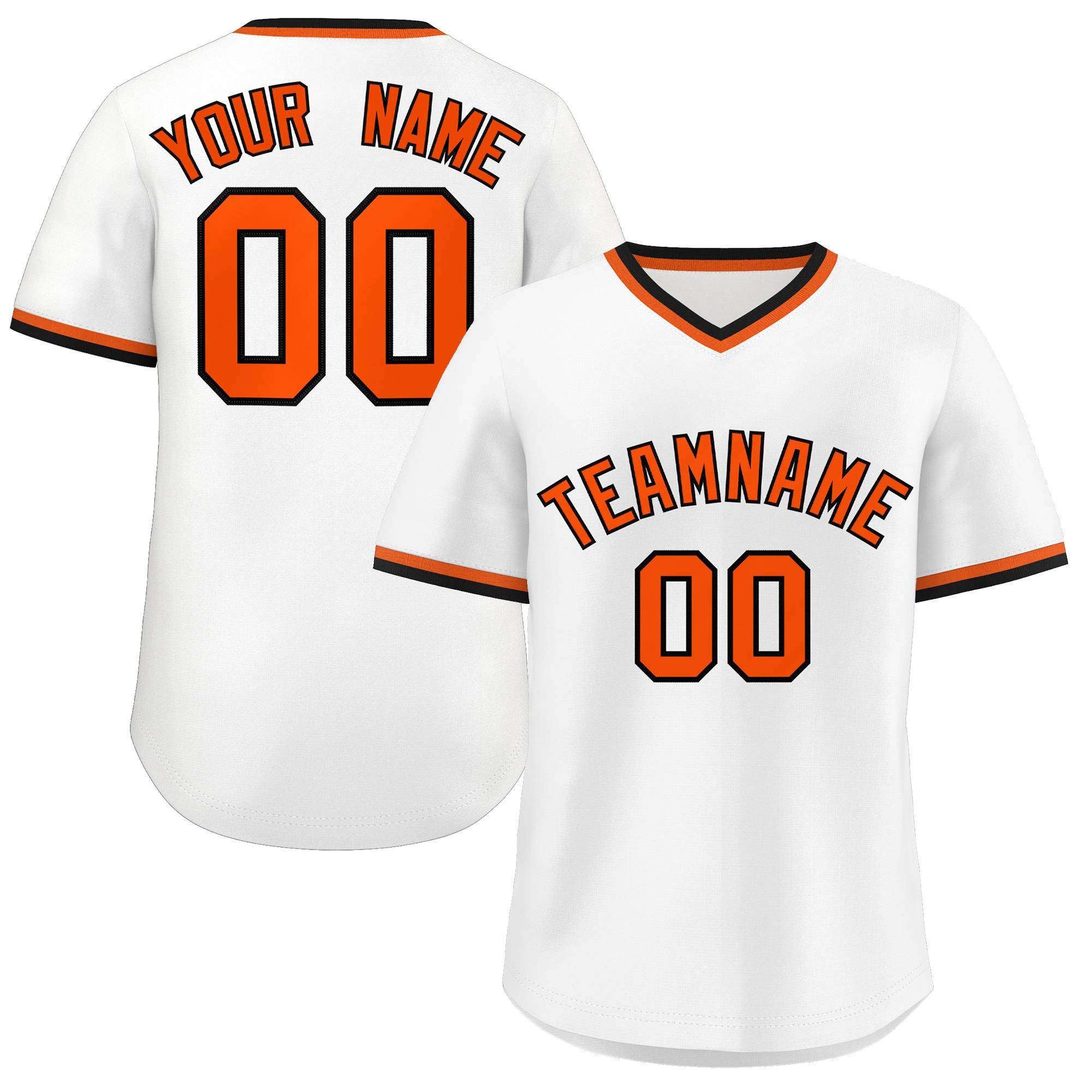 Custom White Orange Classic Style Outdoor Authentic Pullover Baseball Jersey
