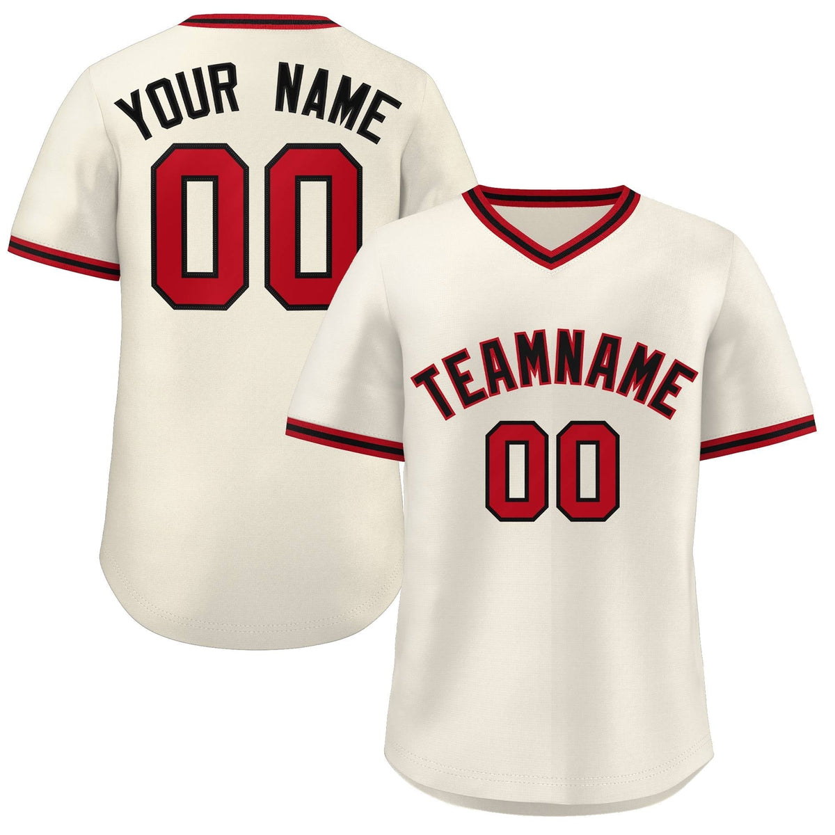 Custom Cream Red-Black Classic Style Outdoor Authentic Pullover Baseball Jersey