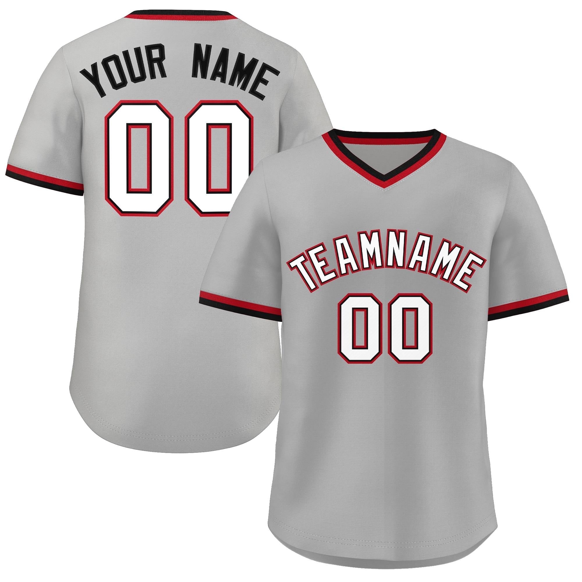 Custom Gray White-Black Classic Style Outdoor Authentic Pullover Baseball Jersey