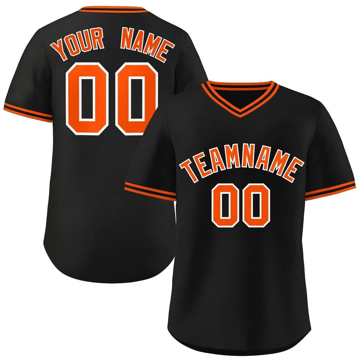 Custom Black Orange Classic Style Outdoor Authentic Pullover Baseball Jersey