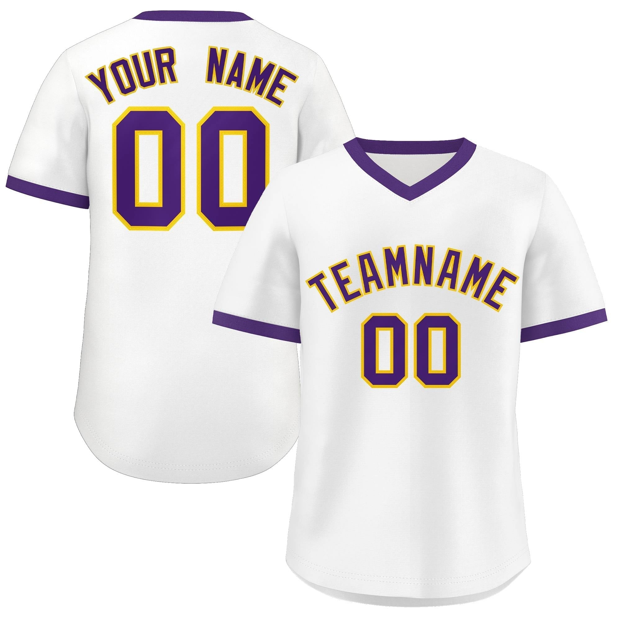 Custom White Purple Classic Style Outdoor Authentic Pullover Baseball Jersey