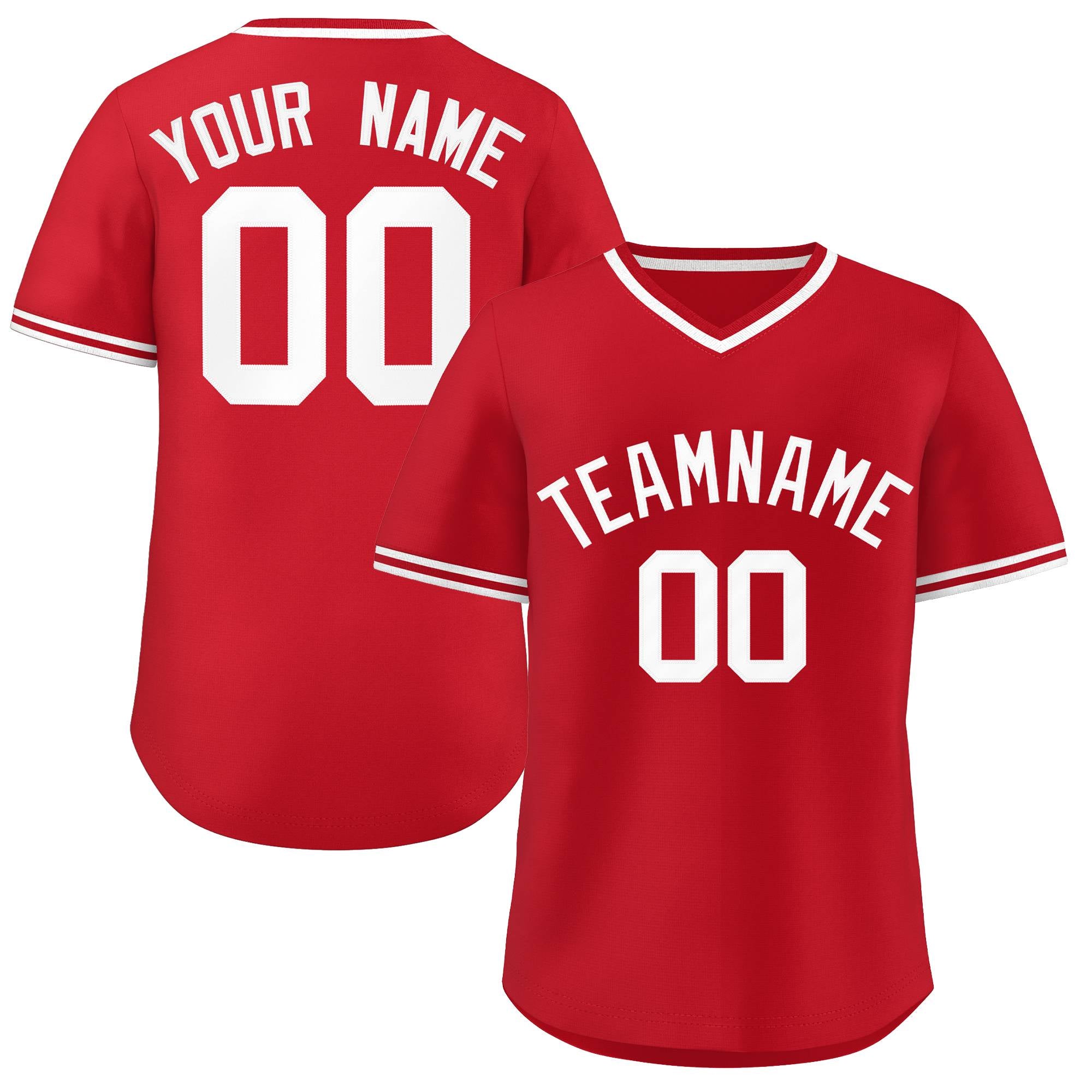 Custom White Red Classic Style Outdoor Authentic Pullover Baseball Jersey