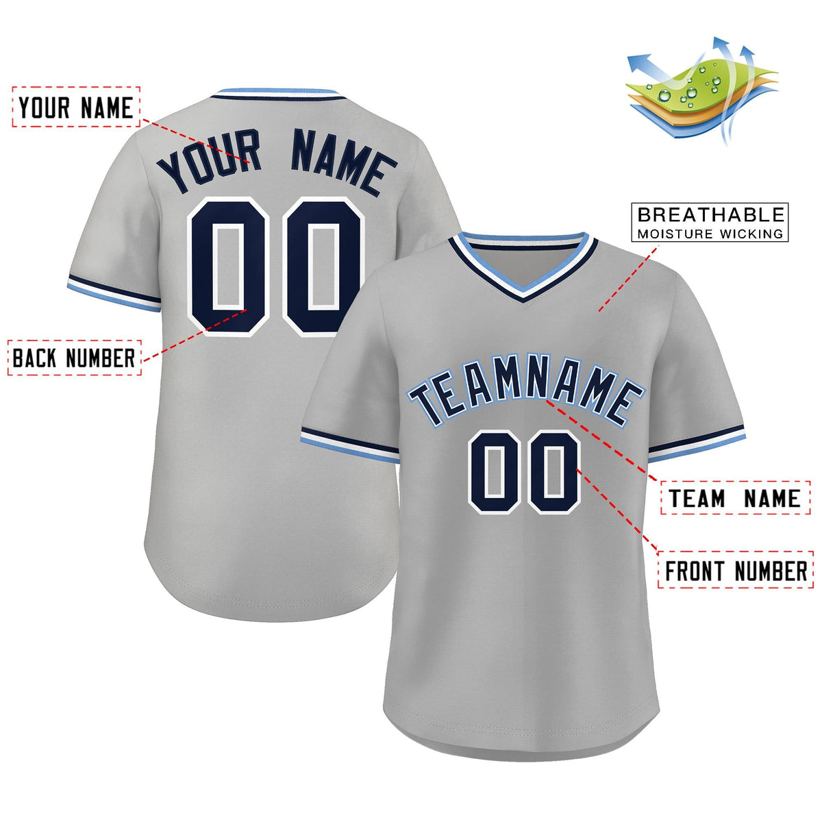 Custom Gray Royal Classic Style Outdoor Authentic Pullover Baseball Jersey