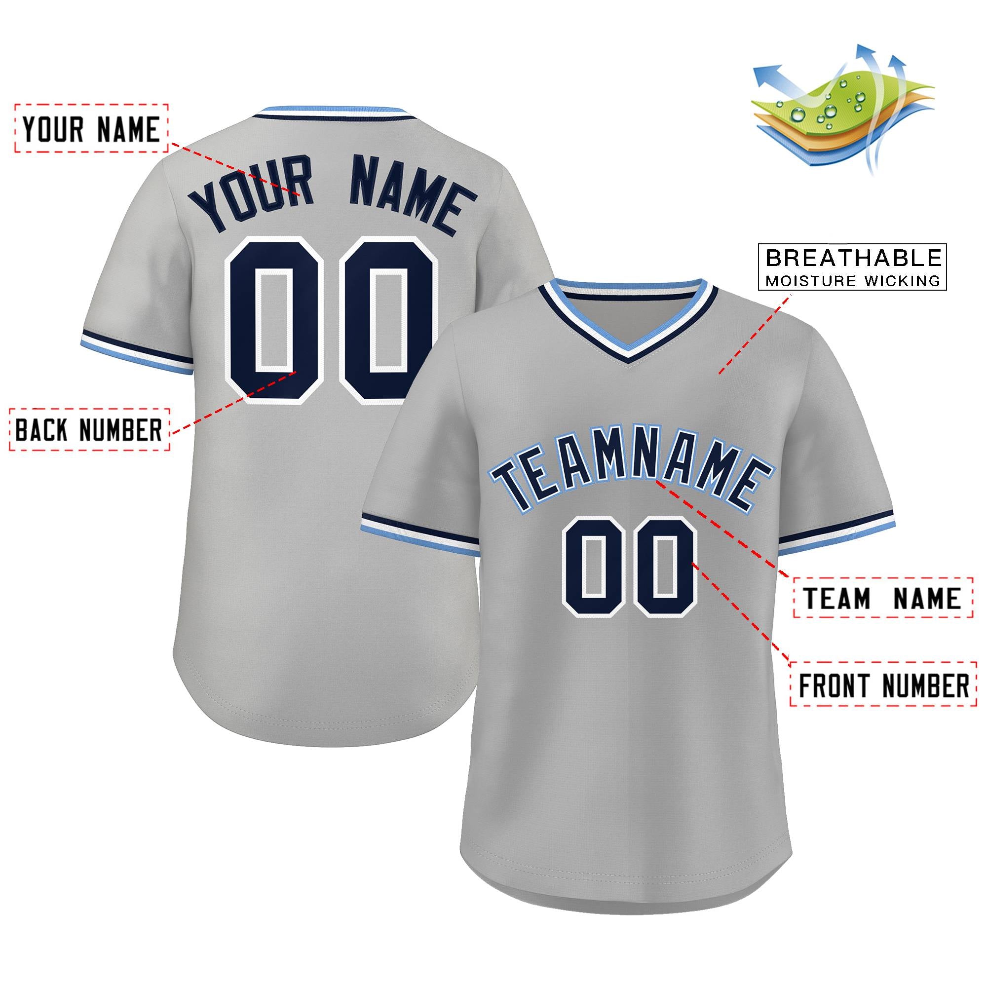Custom Gray Royal Classic Style Outdoor Authentic Pullover Baseball Jersey