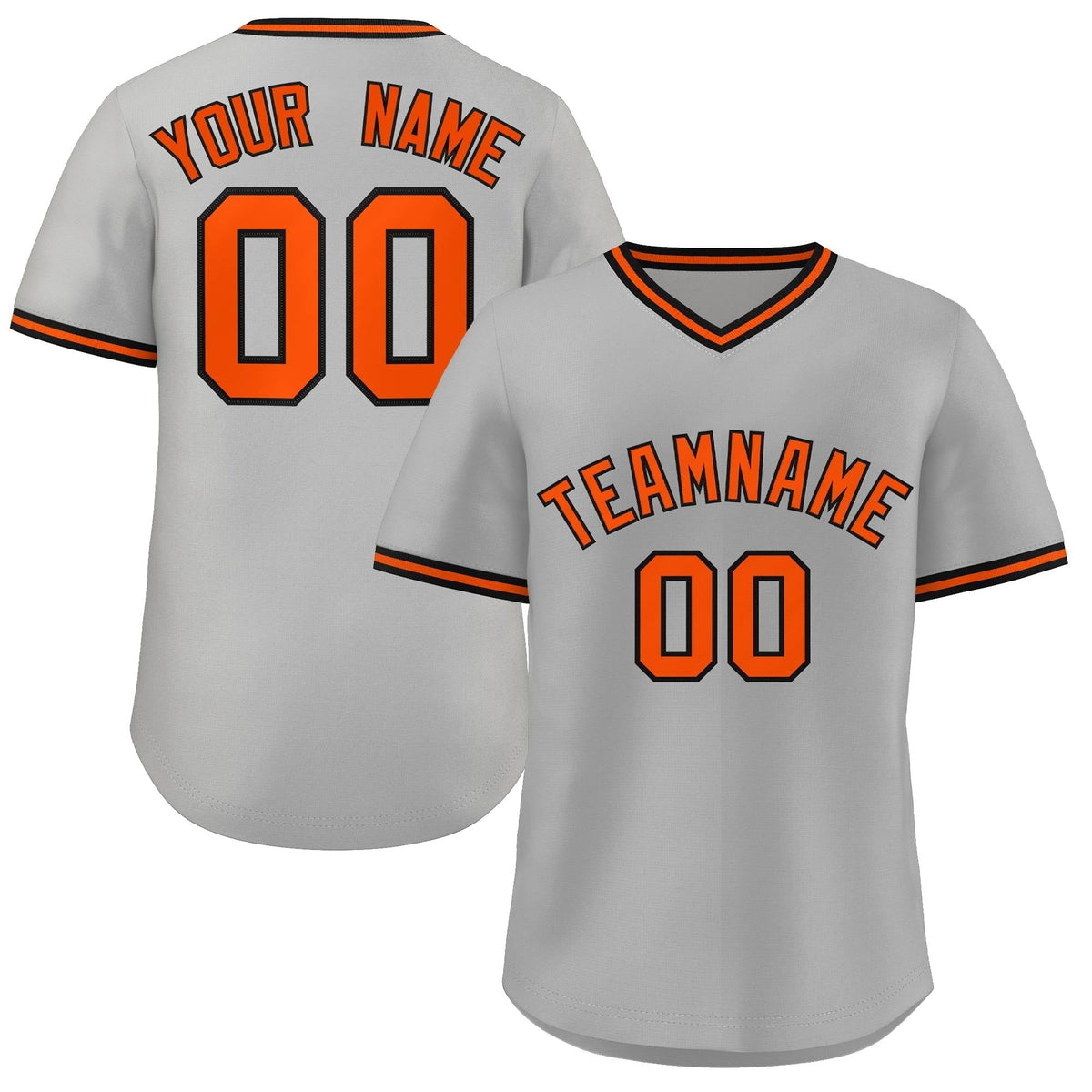 Custom Gray Orange Classic Style Outdoor Authentic Pullover Baseball Jersey