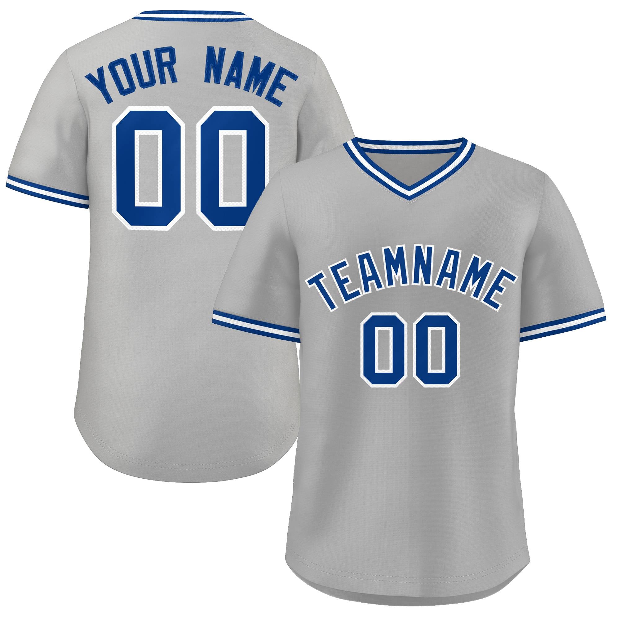 Custom Gray Royal-White Classic Style Outdoor Authentic Pullover Baseball Jersey
