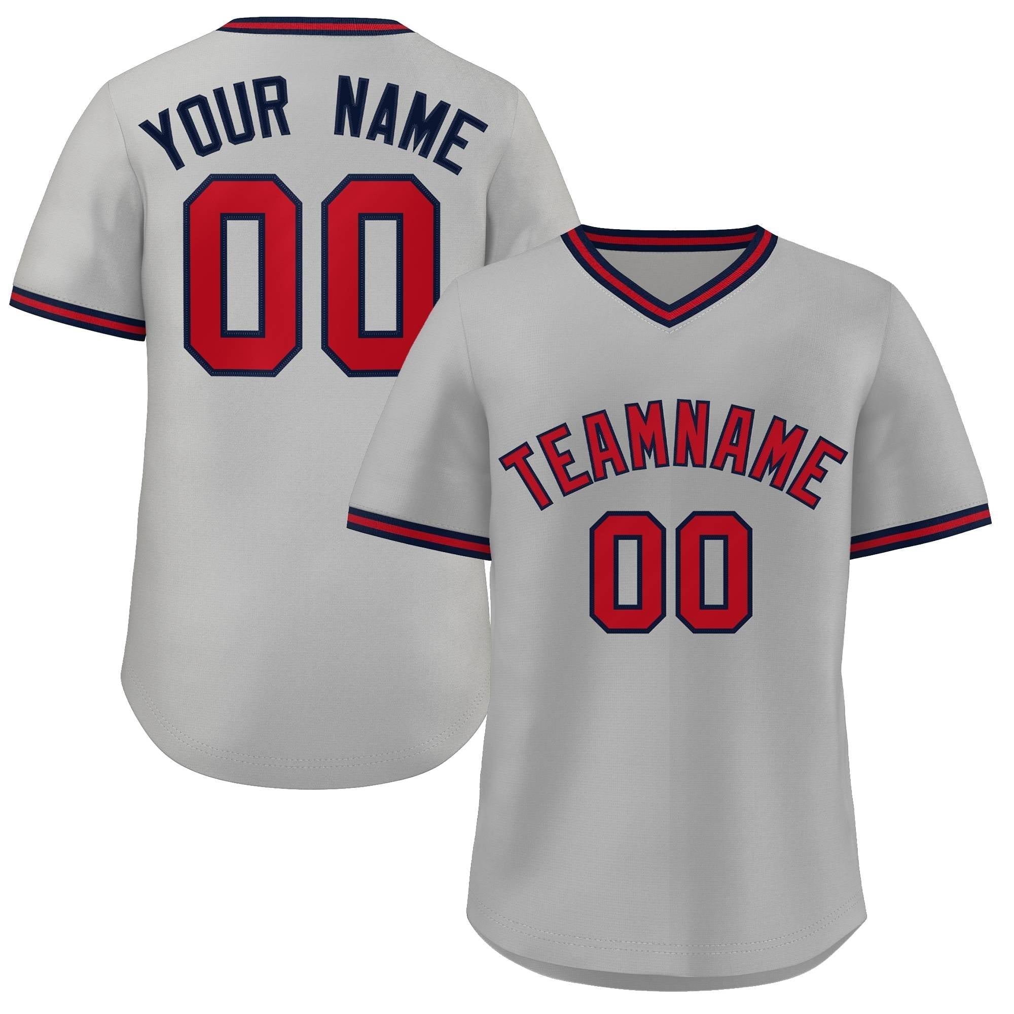 Custom White Red Navy Classic Style Outdoor Authentic Pullover Baseball Jersey