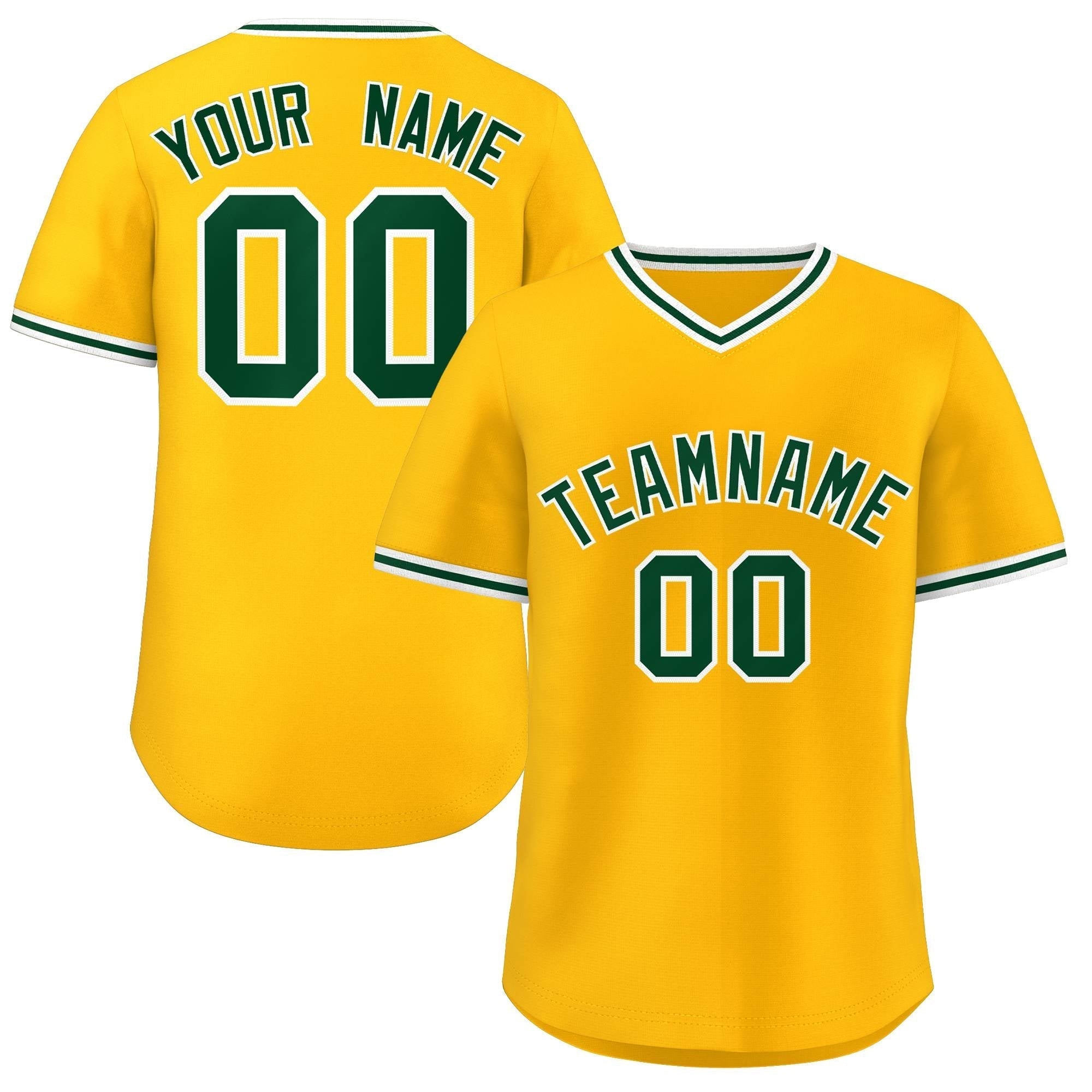 Custom Yellow Green Classic Style Outdoor Authentic Pullover Baseball Jersey