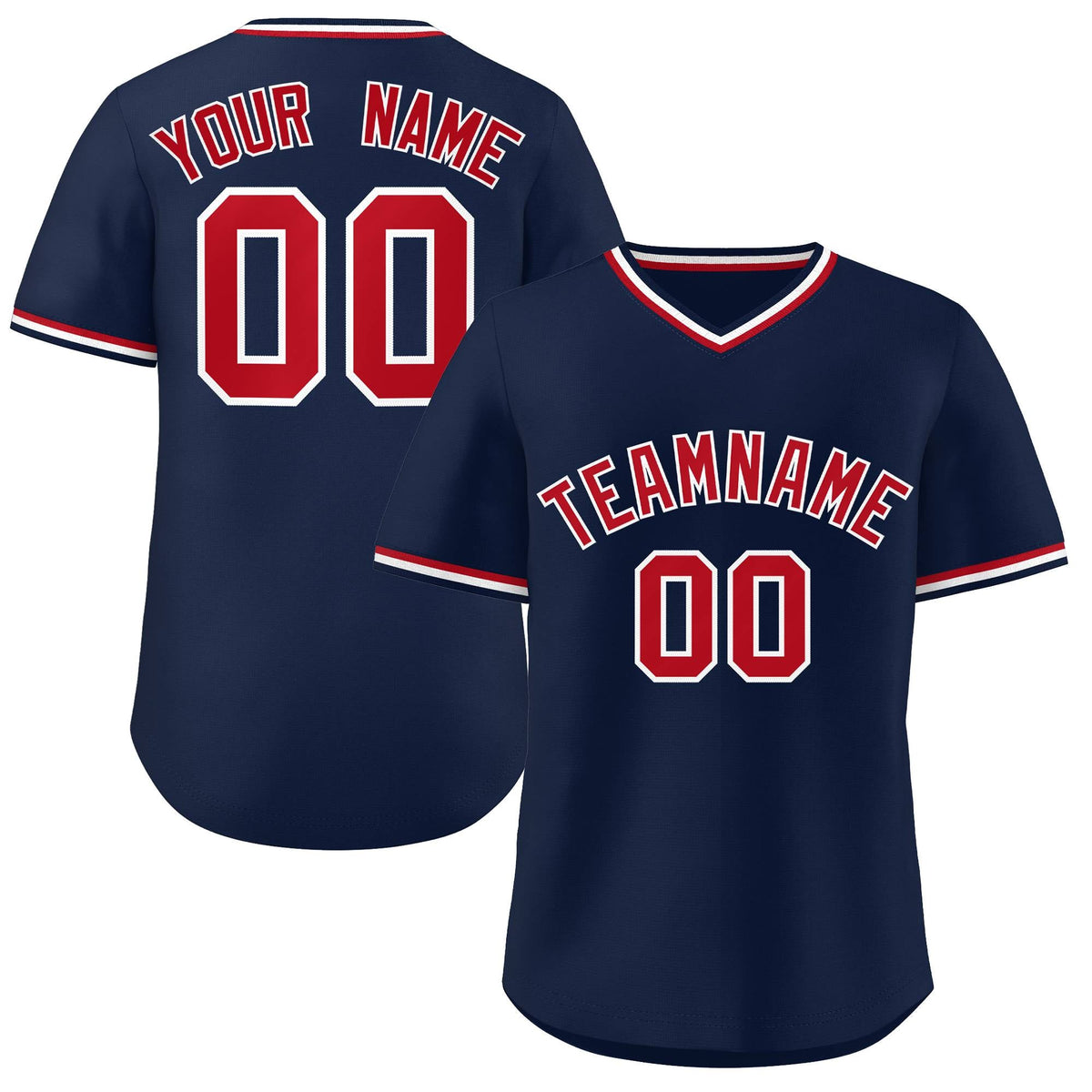 Custom Navy Red Classic Style Outdoor Authentic Pullover Baseball Jersey