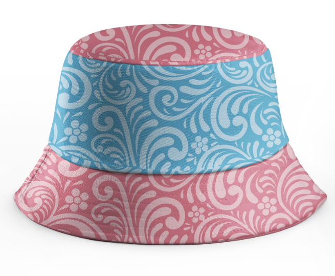 Custom Pink and Blue Printed Bucket Hat