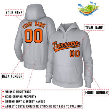 Custom Classic Style Hoodie Gray Athletic Pullover Sweatshirt