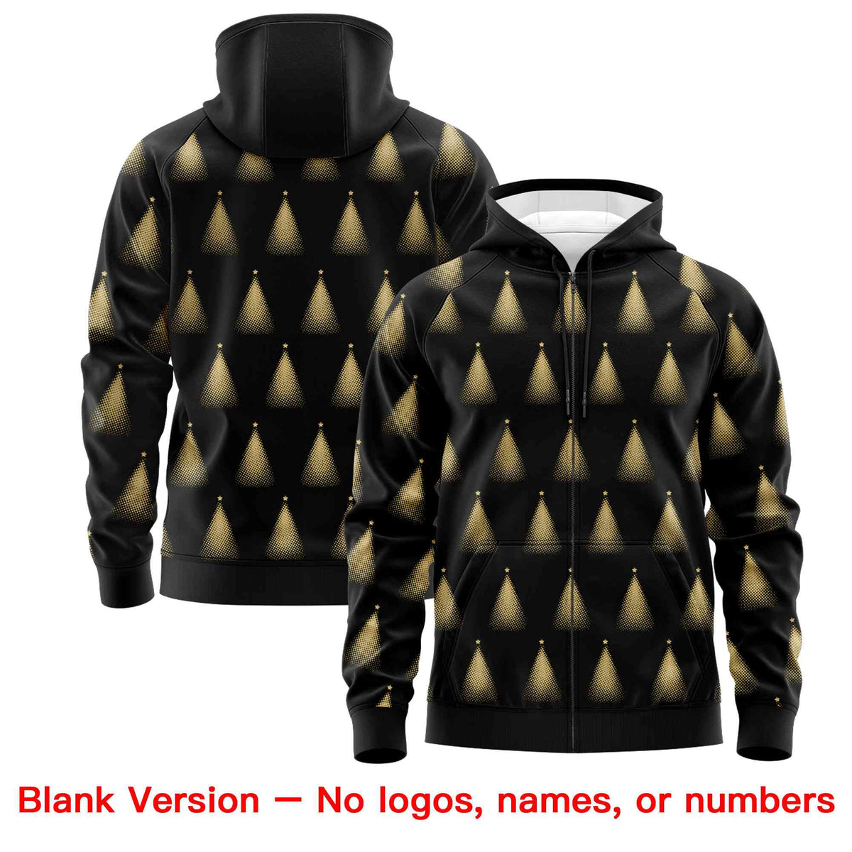 Custom Black Khaki Christmas Graffiti Pattern Athletic Full-Zip Hoodie