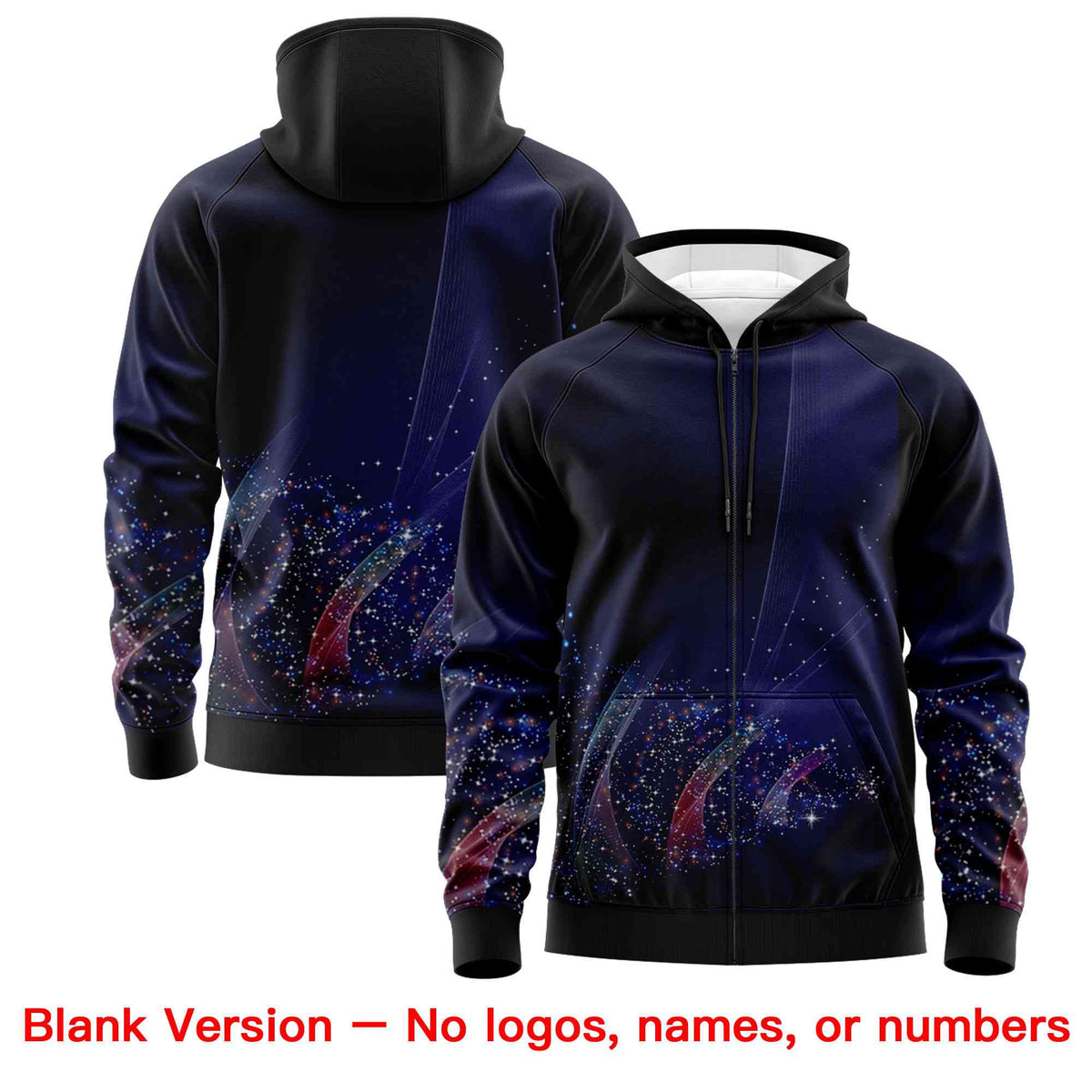 Custom Black Red Christmas Graffiti Pattern Athletic Full-Zip Hoodie| KXKSHOP