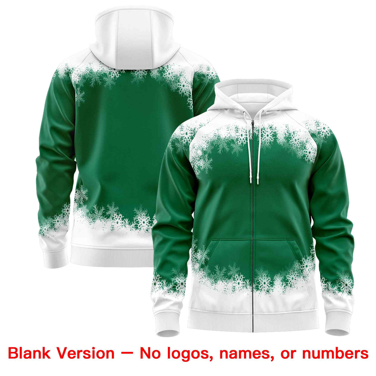 Custom Kelly Green White Christmas Graffiti Pattern Athletic Full-Zip Hoodie| KXKSHOP