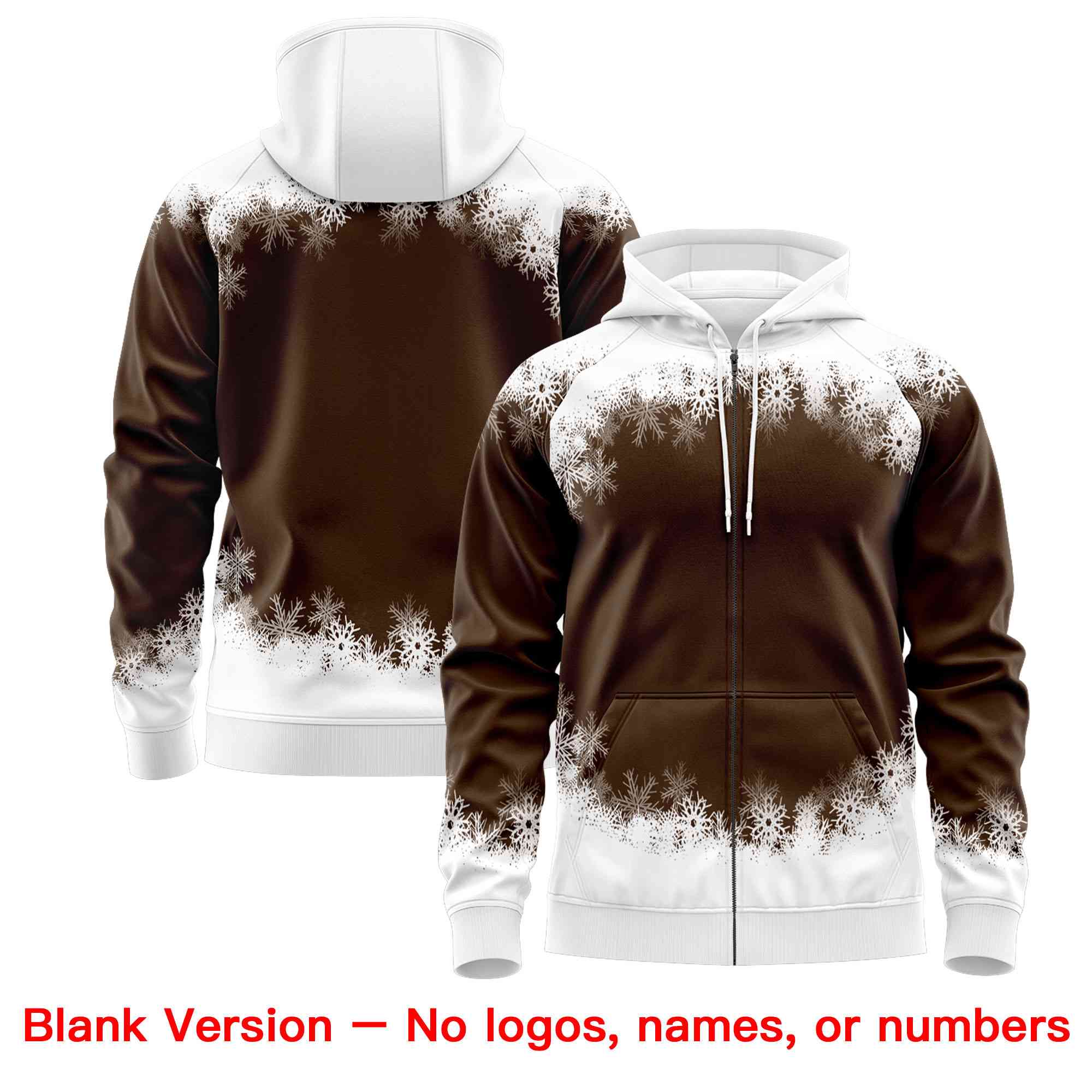 Custom Light Brown White Christmas Graffiti Pattern Athletic Full-Zip Hoodie| KXKSHOP