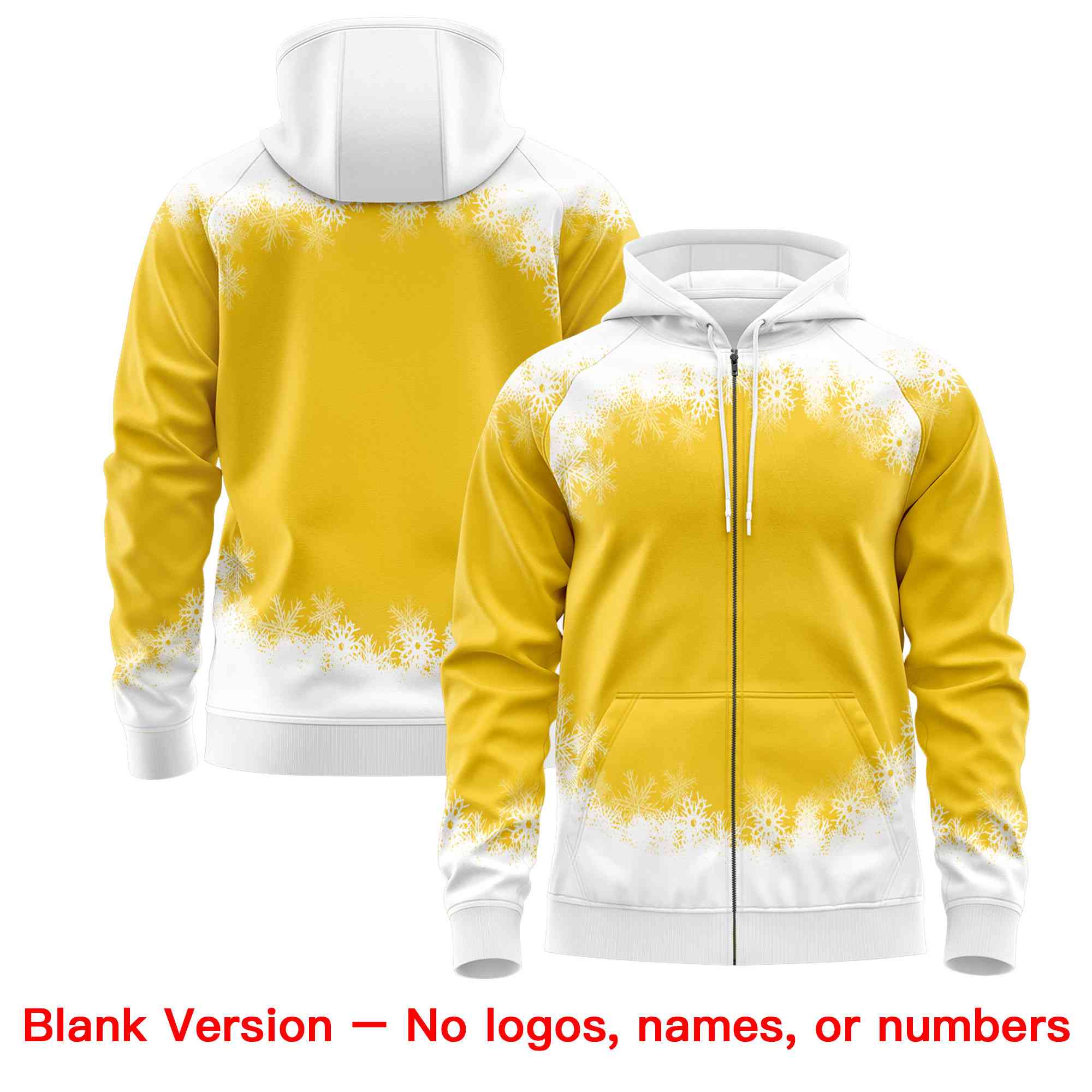 Custom Gold White Christmas Graffiti Pattern Athletic Full-Zip Hoodie