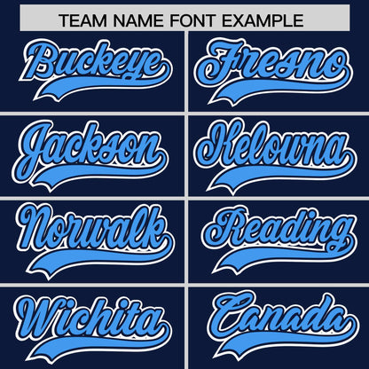 Custom Navy Powder Blue Raglan Sleeves Varsity Full-Snap Letterman Two Tone Hoodie Jacket