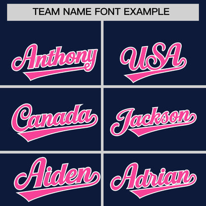 Custom Navy Pink Varsity Full-Zip Letterman Classic Hoodie Jacket