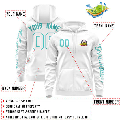 Custom White Bright Green Varsity Full-Zip Letterman Classic Hoodie Jacket