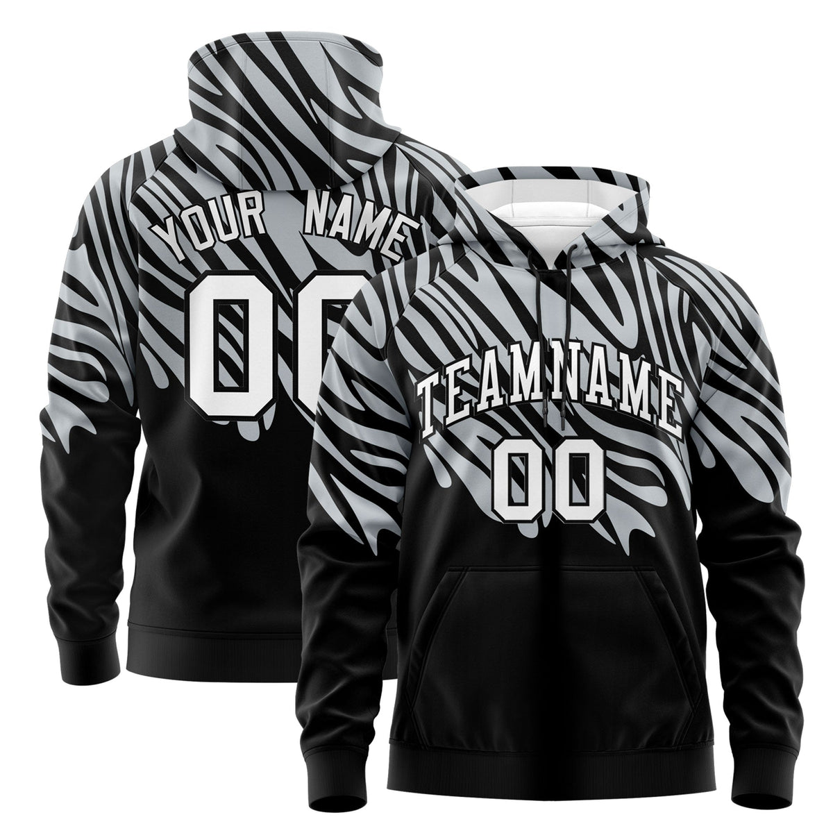 Custom Silver Black White Leopard Print Pullover Sweatshirt Hoodie| KXKSHOP