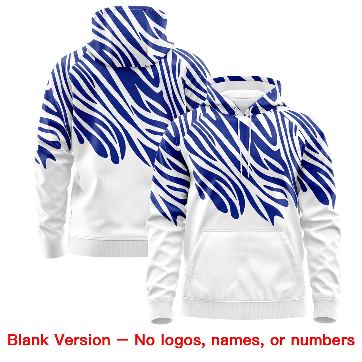 Custom Royal Blue White Orange Leopard Print Pullover Sweatshirt Hoodie| KXKSHOP