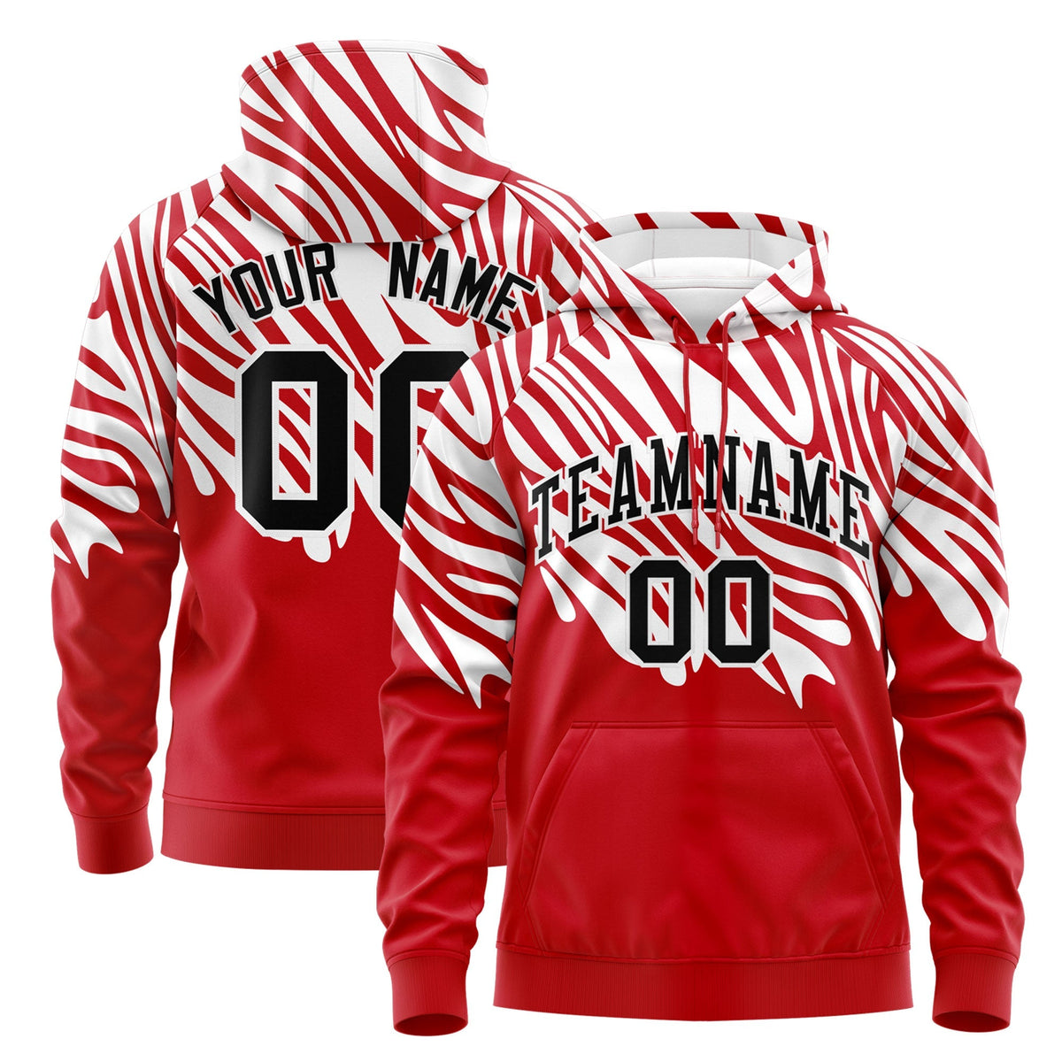 Custom Red White Leopard Print Pullover Sweatshirt Hoodie| KXKSHOP