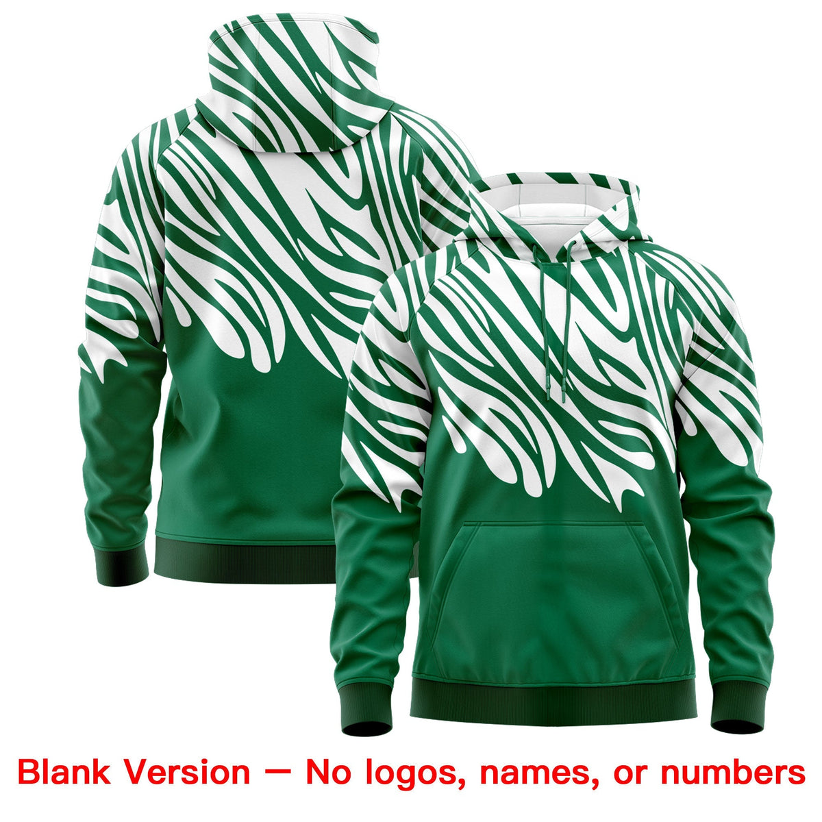 Custom Kelly Green White Leopard Print Pullover Sweatshirt Hoodie| KXKSHOP