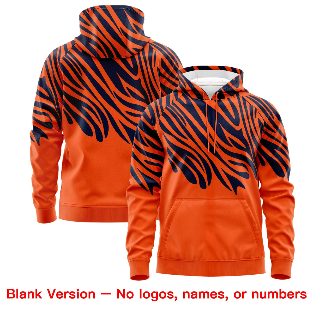 Custom Navy Orange Leopard Print Pullover Sweatshirt Hoodie| KXKSHOP