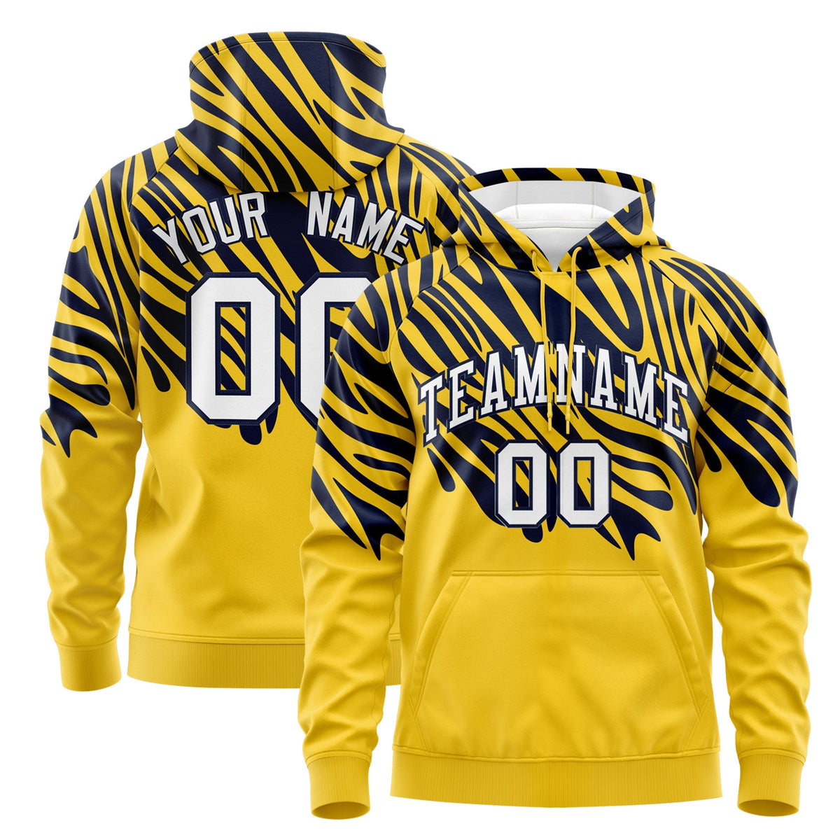 Custom Gold Navy White Leopard Print Pullover Sweatshirt Hoodie| KXKSHOP