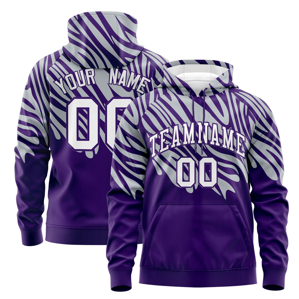 Custom Silver Purple Leopard Print Pullover Sweatshirt Hoodie| KXKSHOP
