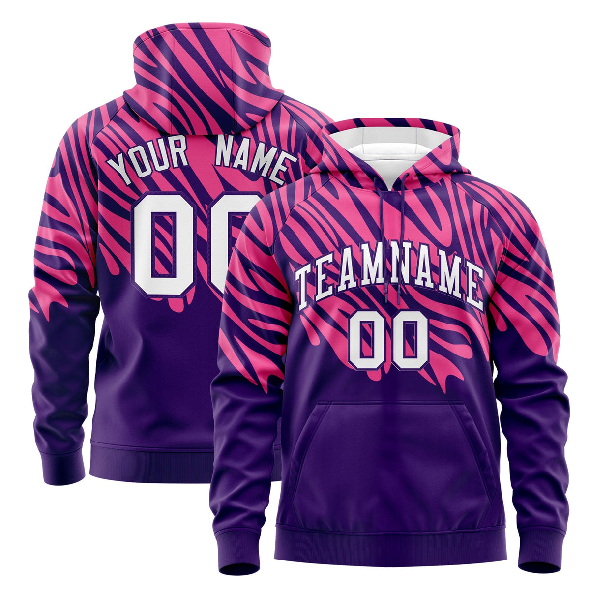 Custom Pink Purple Leopard Print Pullover Sweatshirt Hoodie| KXKSHOP