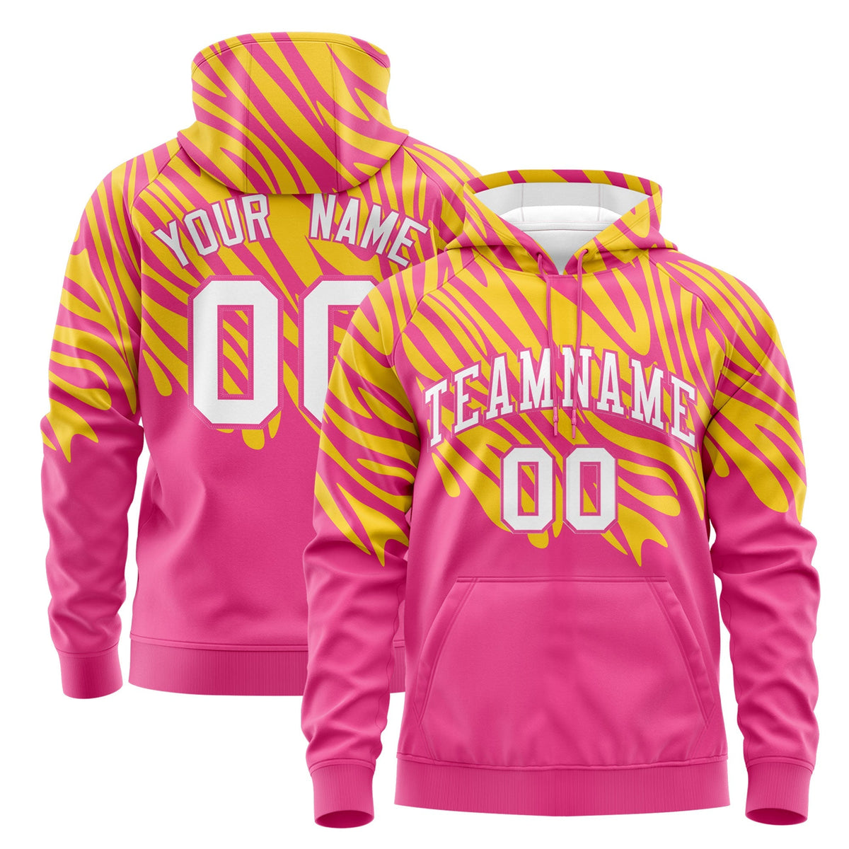 Custom Gold Pink Leopard Print Pullover Sweatshirt Hoodie| KXKSHOP