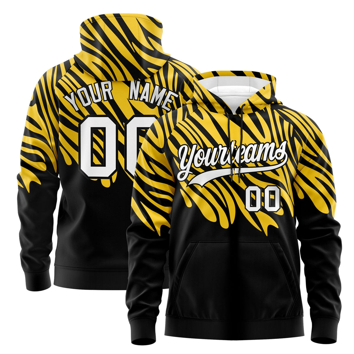 Custom Gold Black Leopard Print Pullover Sweatshirt Hoodie| KXKSHOP