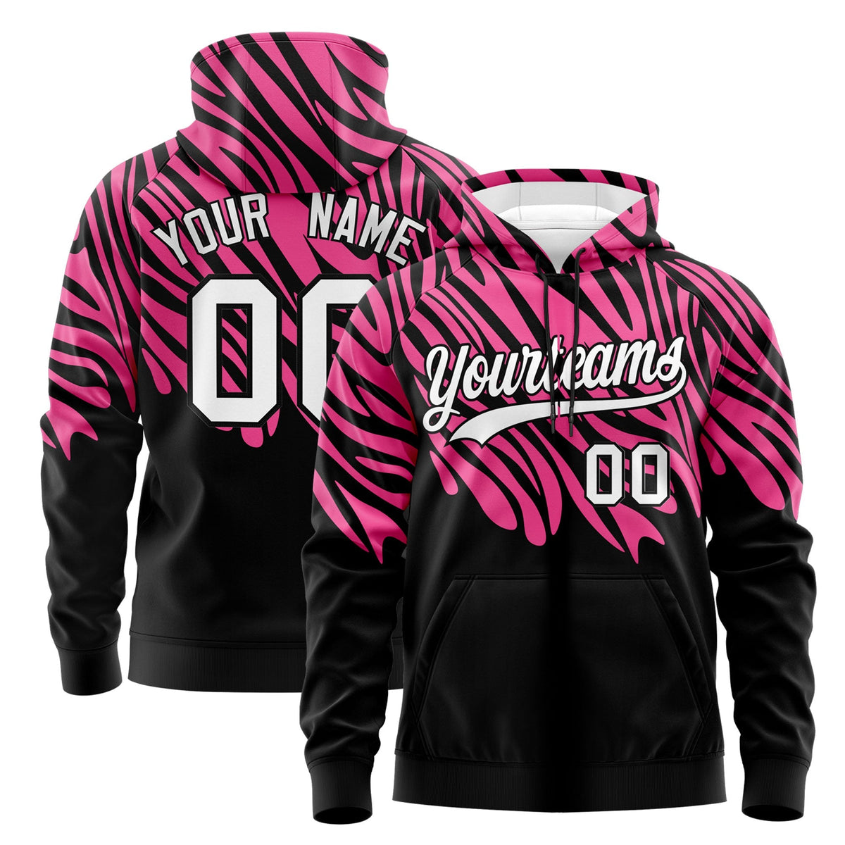 Custom Pink Black Leopard Print Pullover Sweatshirt Hoodie| KXKSHOP