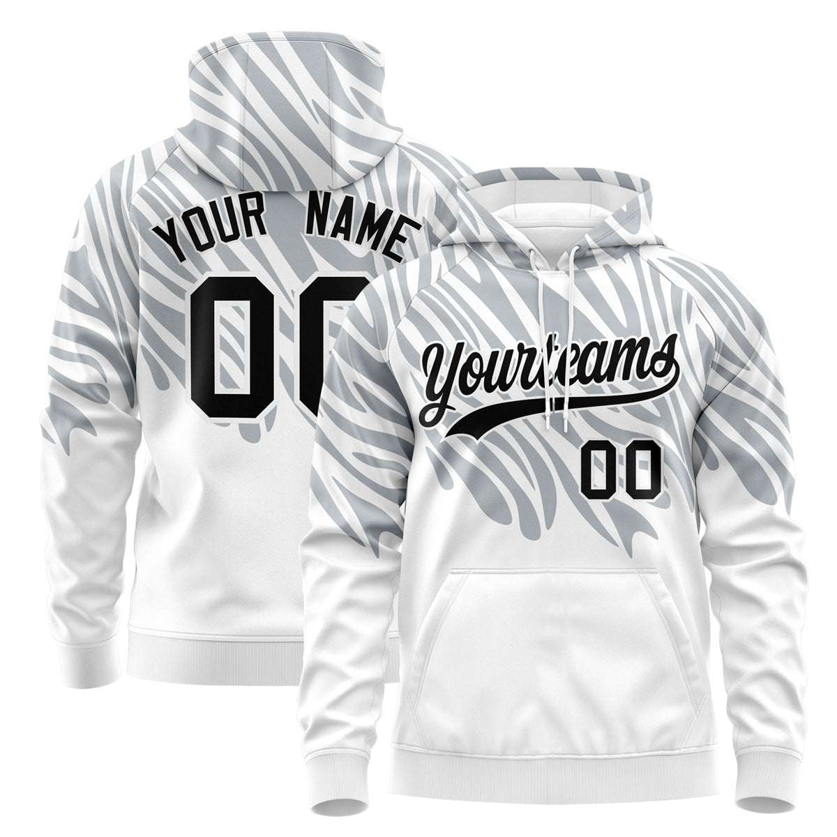 Custom Silver White Leopard Print Pullover Sweatshirt Hoodie| KXKSHOP