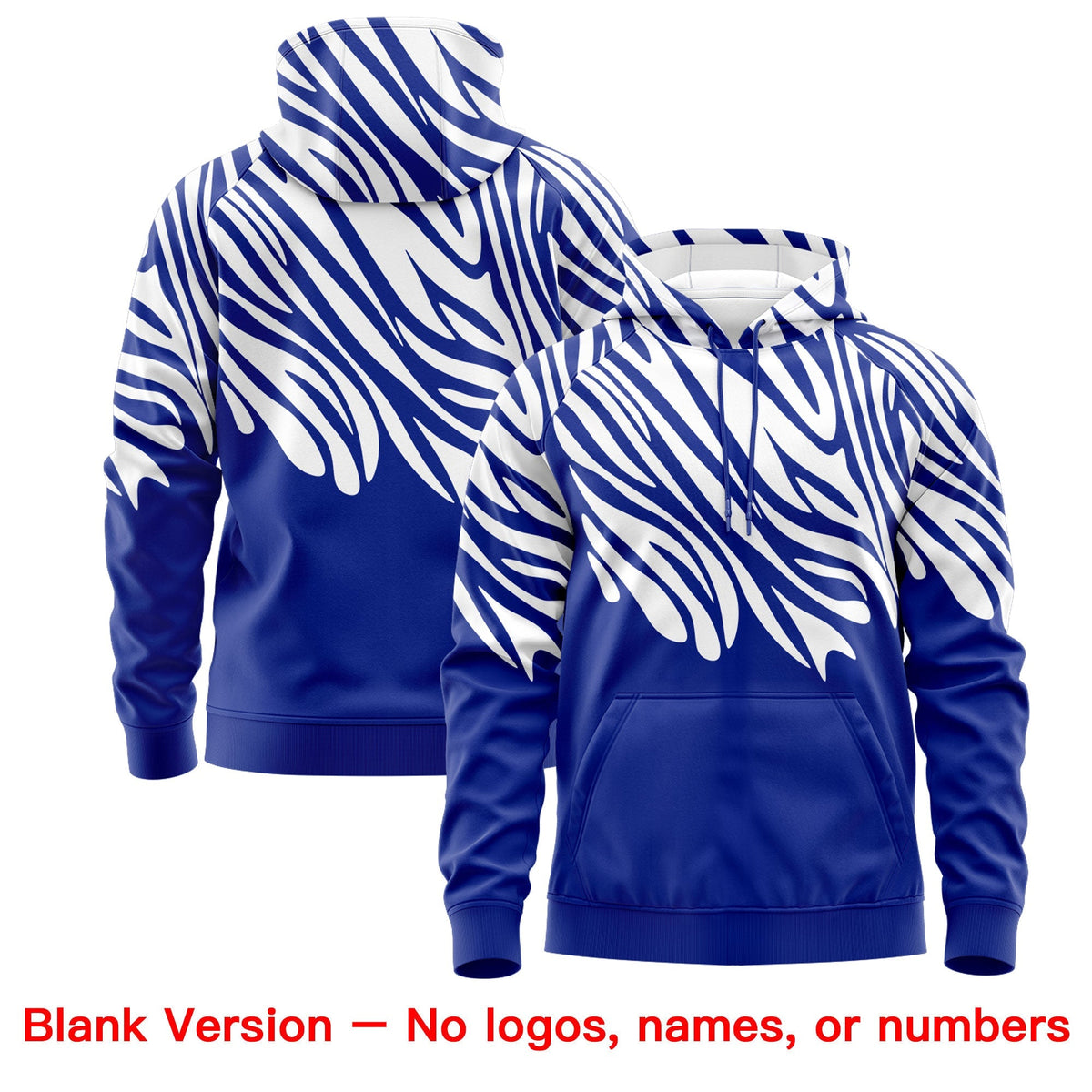Custom Royal Blue White Leopard Print Pullover Sweatshirt Hoodie| KXKSHOP