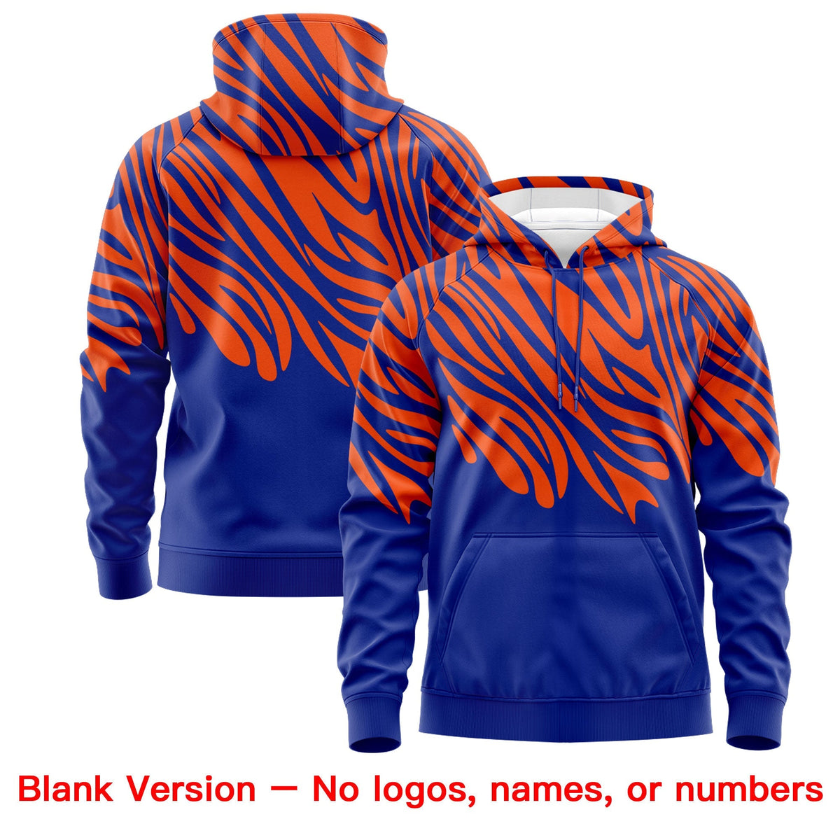 Custom Orange Royal Blue Leopard Print Pullover Sweatshirt Hoodie| KXKSHOP