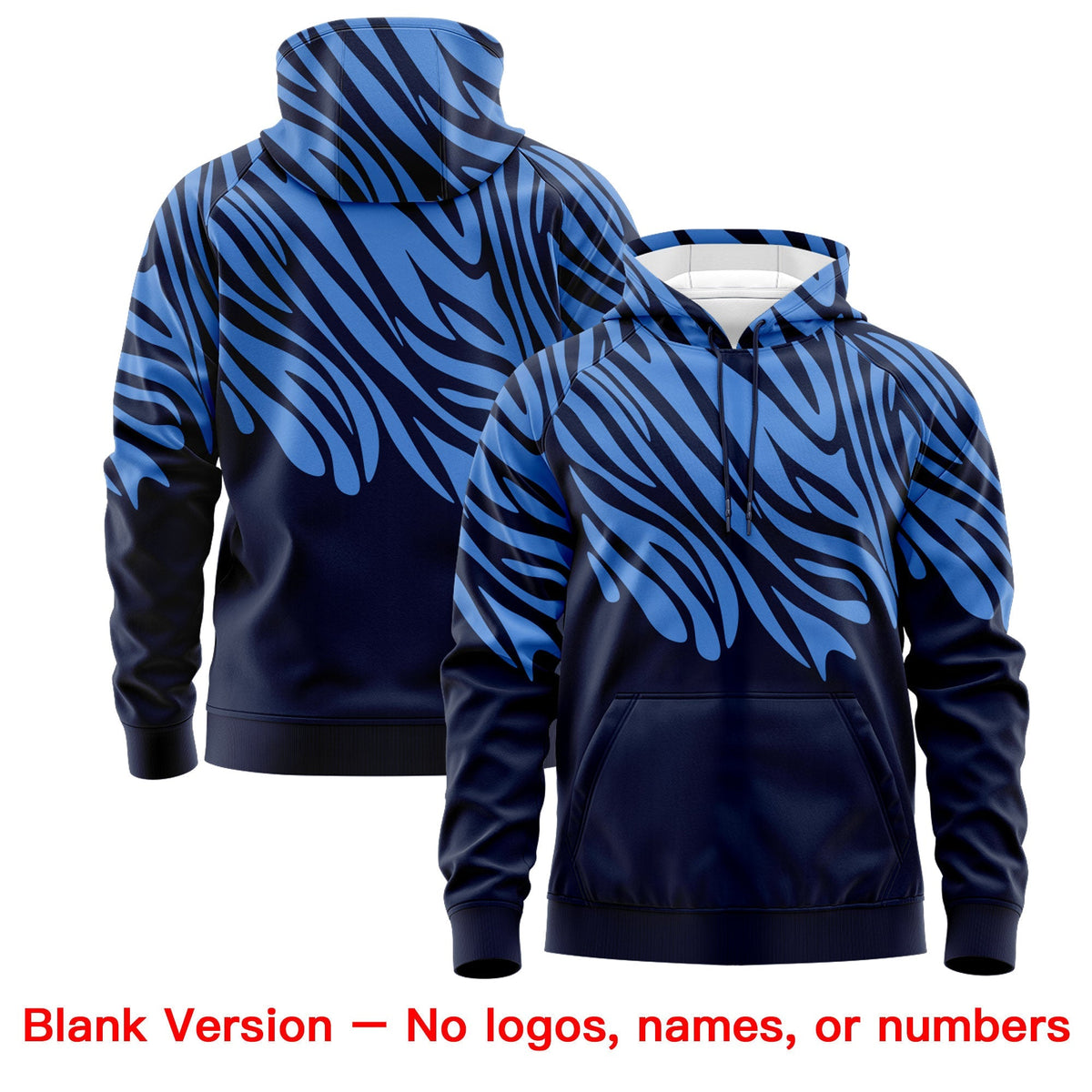 Custom Powder Blue Navy Leopard Print Pullover Sweatshirt Hoodie| KXKSHOP