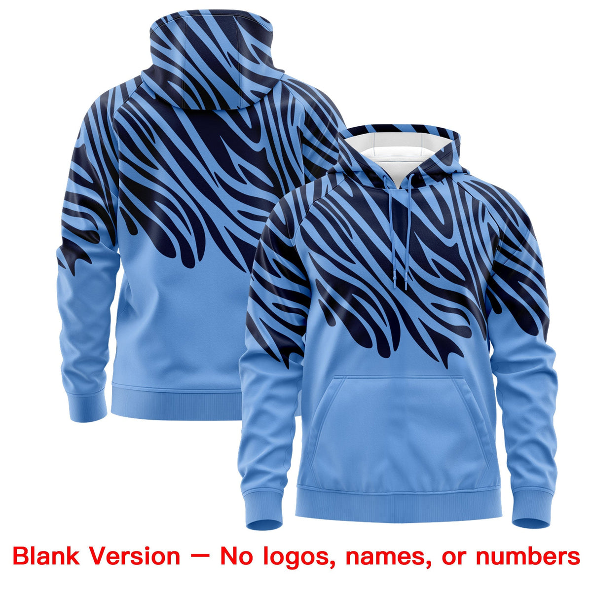 Custom Navy Light Blue Leopard Print Pullover Sweatshirt Hoodie| KXKSHOP