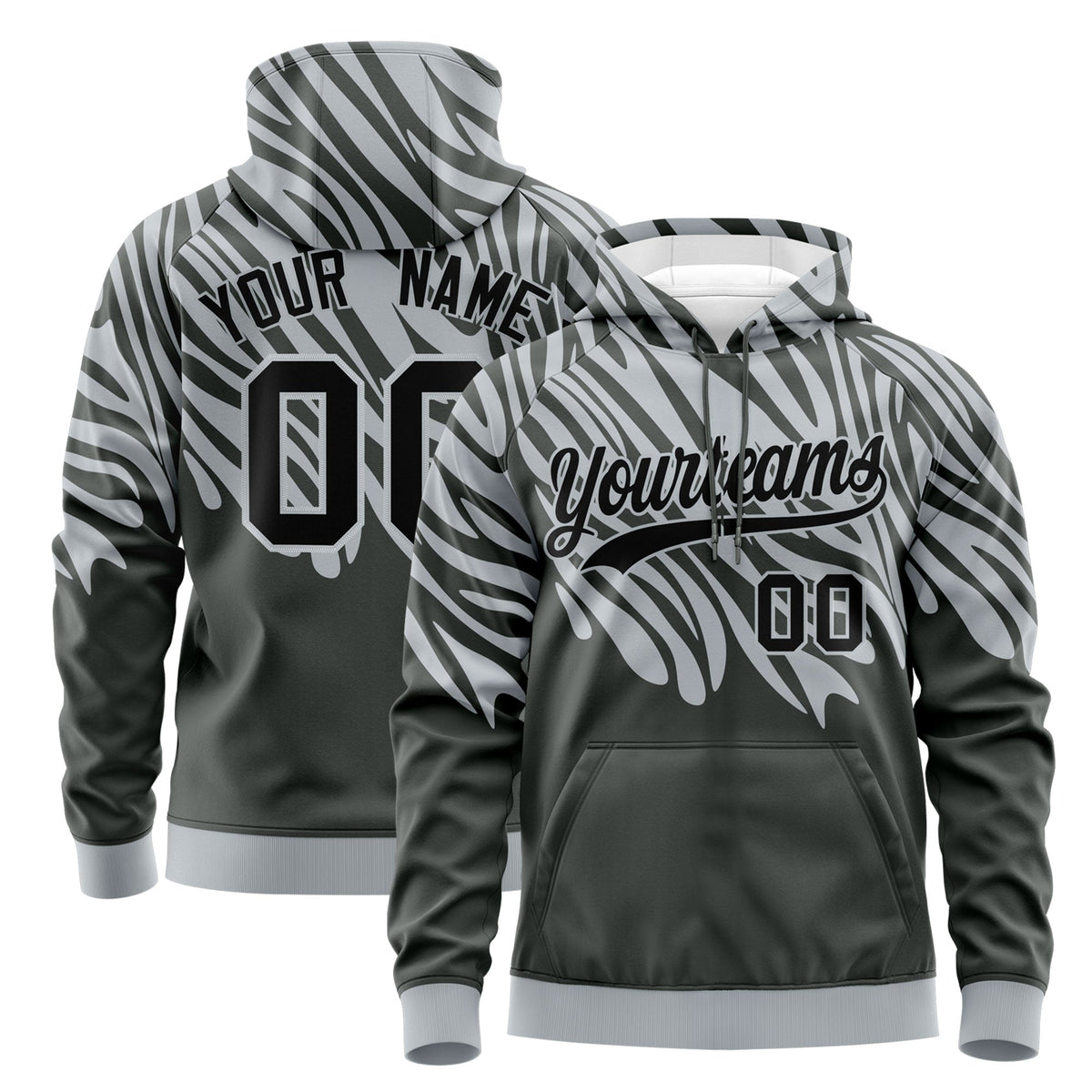 Custom Silver Black Leopard Print Pullover Sweatshirt Hoodie| KXKSHOP
