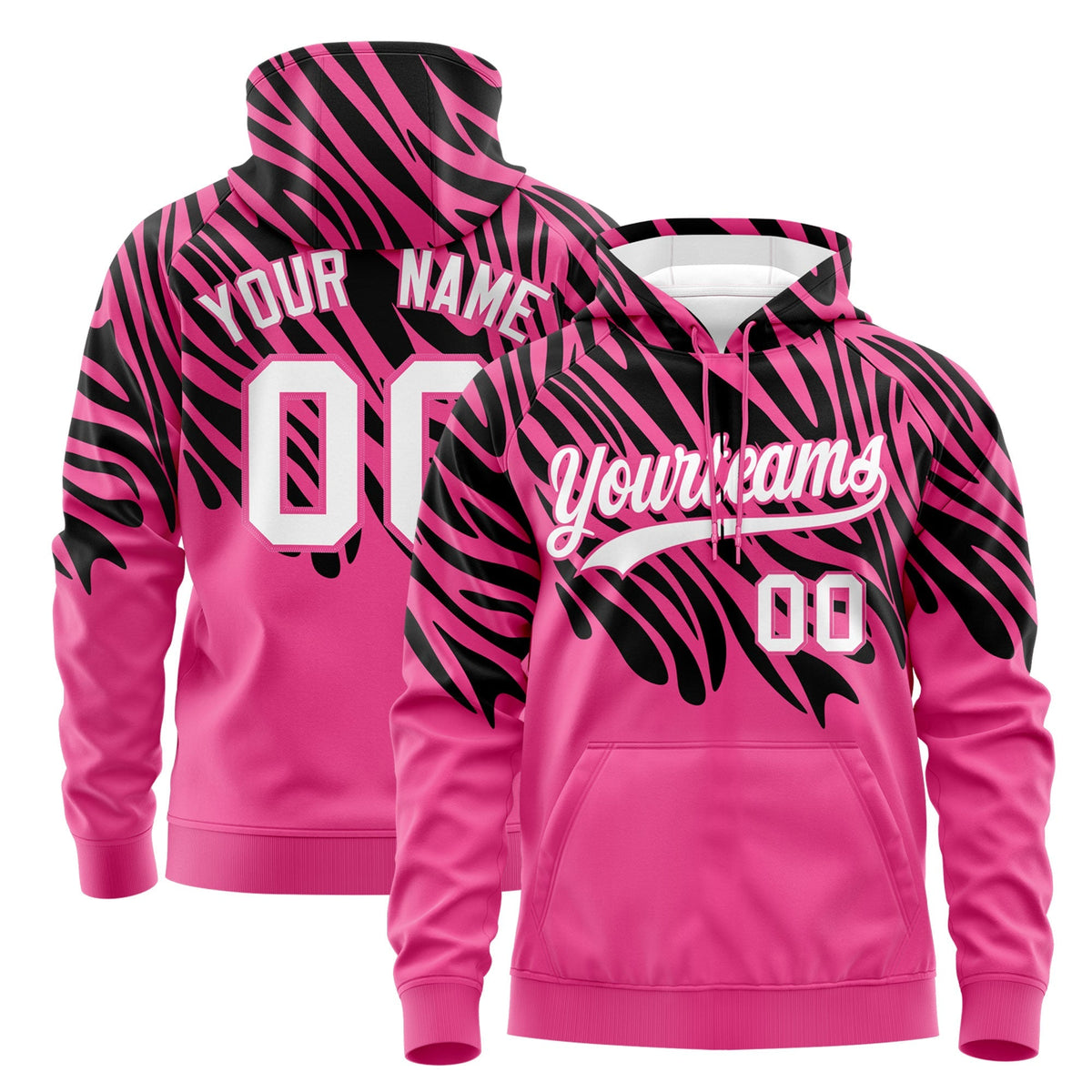 Custom Black Pink Leopard Print Pullover Sweatshirt Hoodie| KXKSHOP