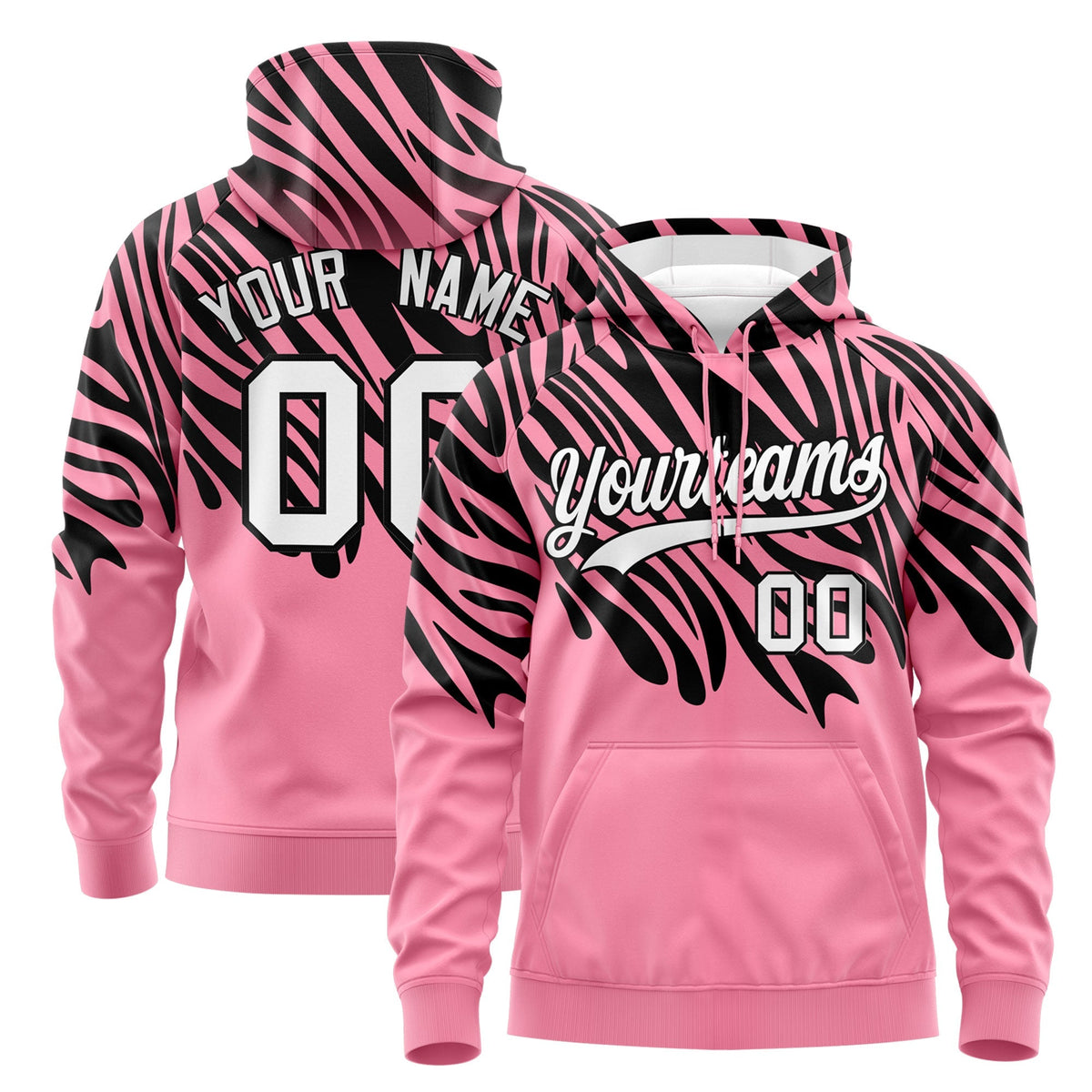 Custom Black Light Pink Leopard Print Pullover Sweatshirt Hoodie| KXKSHOP