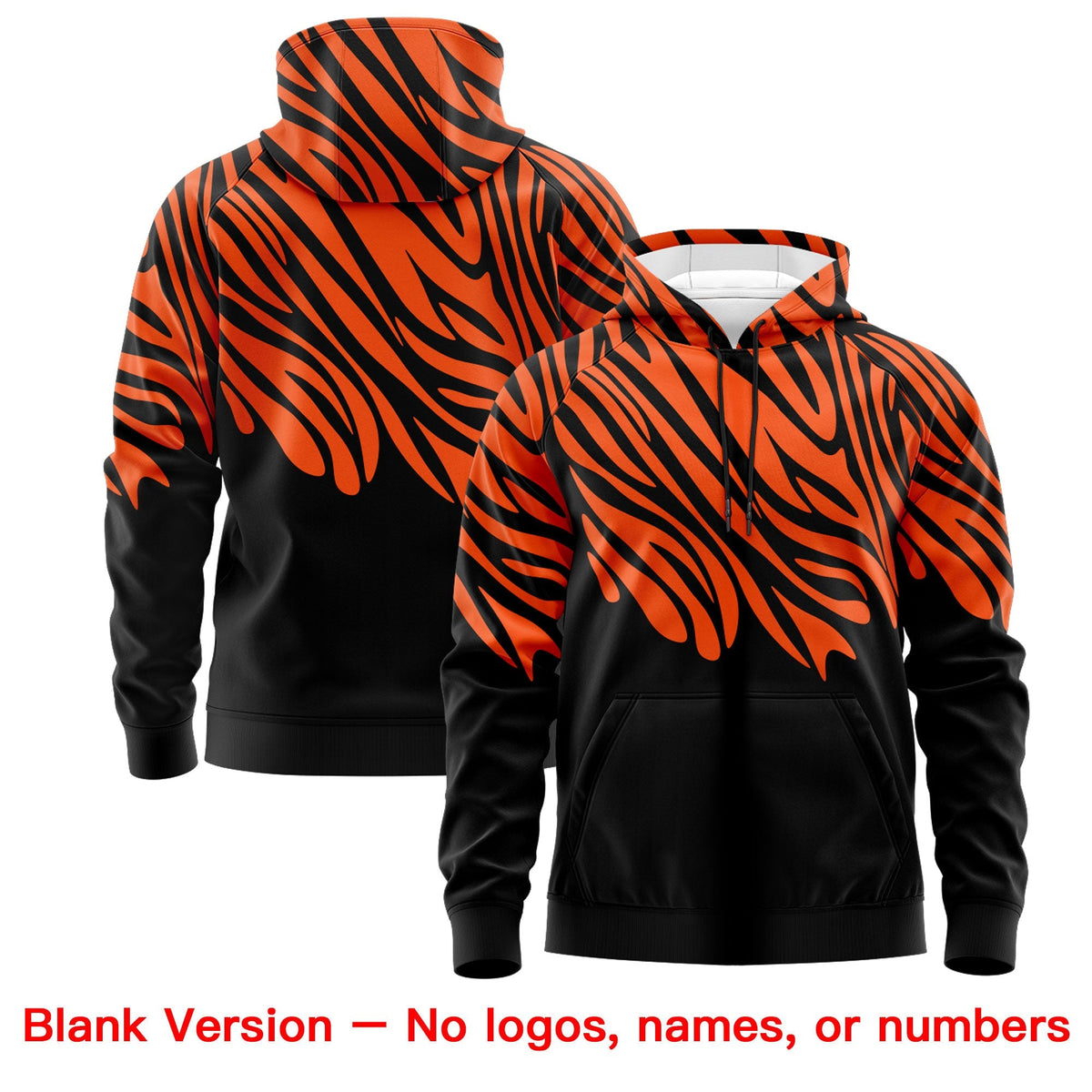 Custom Orange Black Leopard Print Pullover Sweatshirt Hoodie| KXKSHOP