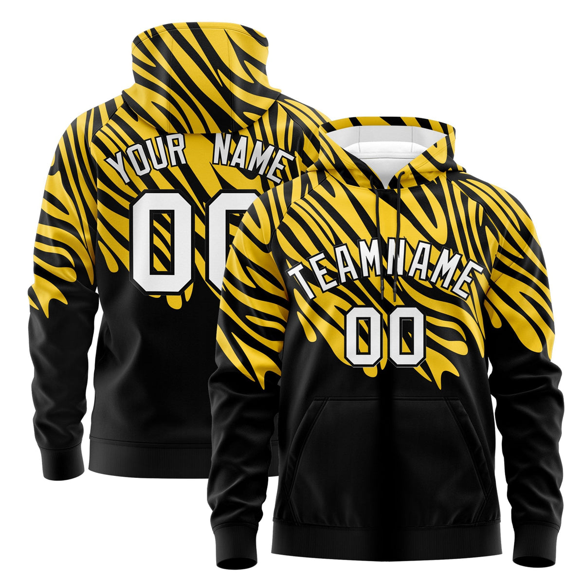 Custom Gold Black Leopard Print Pullover Sweatshirt Hoodie| KXKSHOP