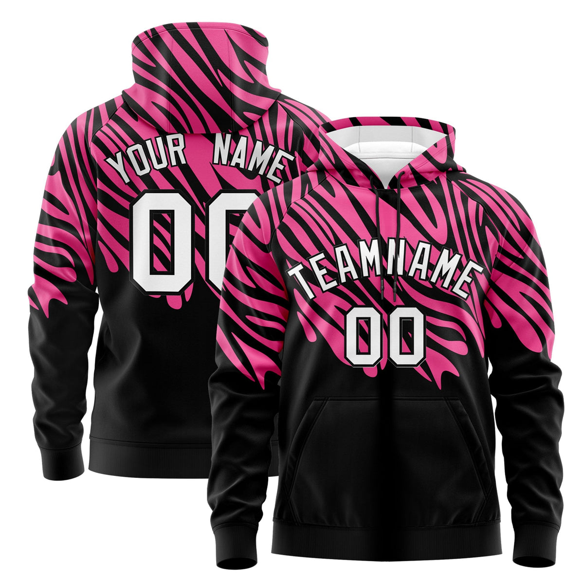 Custom Pink Black Leopard Print Pullover Sweatshirt Hoodie| KXKSHOP